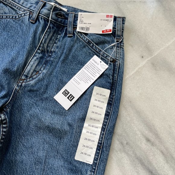 Uniqlo Denim Flare Ankle Wide Leg Jeans | 24 inch - Picture 3 of 5